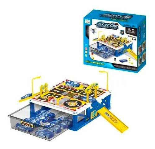 Police Station Track Playset with Storage Box and 2 Vehicles 0