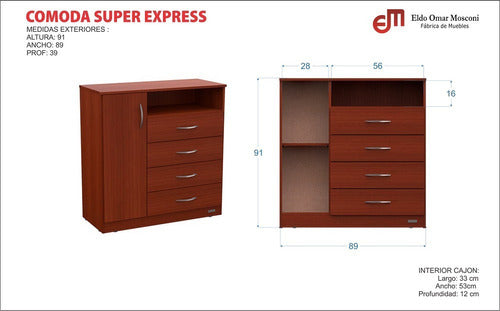 Mosconi Super Express Chiffonier with 4 Drawers and 1 Door 3