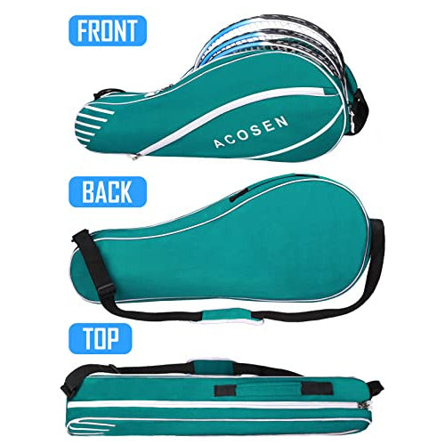 Acosen Tennis Bag 3 Racquet - Lightweight Tennis Bags for Women and Men, Tennis Racquet Cover Bag with Protective Pad for Professional or Beginner Tennis Players (Green) 2