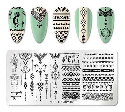 Nicole Diary Stamping Plate ND-L138 Tribal Geometric 0