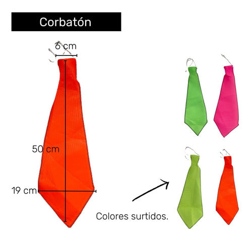 Corbatón Jersey Flúo X 5 Corbata Cotillon Carioca 2