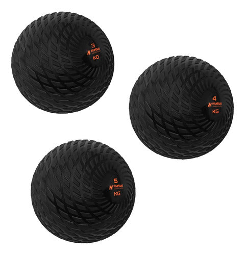 Kit Set Medicine Slam Ball 3 Kg + 4 Kg + 5 Kg Fitnesas Gym 0