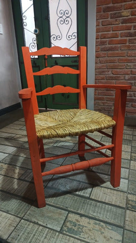 A Tu Estilo Deco Sillon Cabecero/Silla Con Apoyabrazo/Asiento Junco/Pintada 1