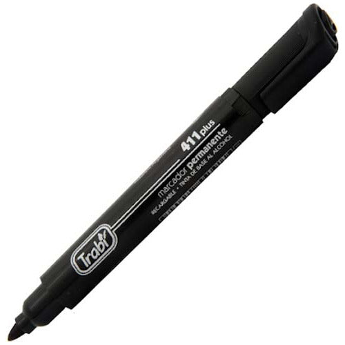 Trabi Permanent Marker 411 Plus Round Tip X12 Black 1