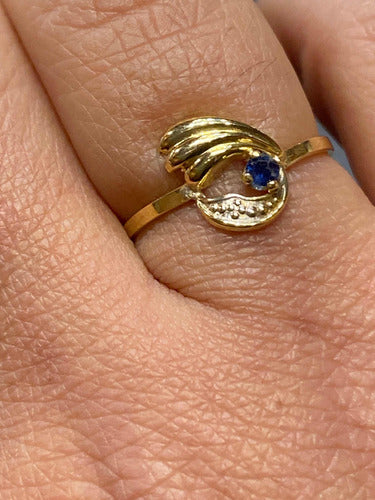 Luli 18k Gold Ring with Legit Blue Sapphire - Modern Design Sale 0