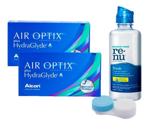 Lentes De Contato Air Optix Hydraglyde 2 Caixas Renu +brinde 0