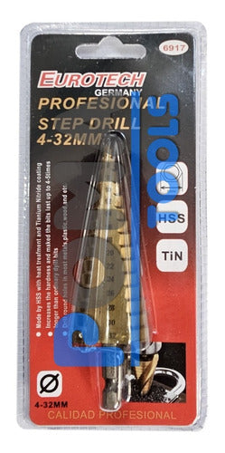 Stepped Titanium-Coated Drill Bit 4-32mm Wood Metal Ert 0