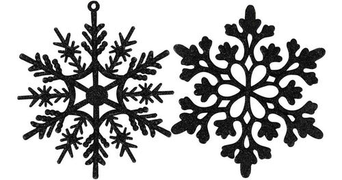 Eokeanon Adornos De Navidad Set 36 Copos De Nieve Plastico Negro 0