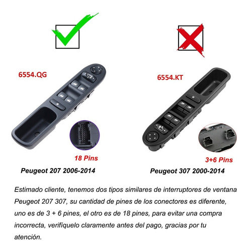 Para Interruptor De Janela Para Peugeot 207 2008-2014 1