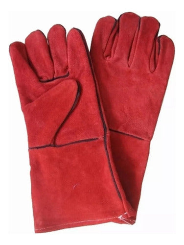 Set of 5 Long Welding Gloves for Grillmasters in Leather and Kevlar Stitching 1