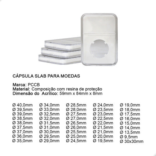 5 Capsulas Acrílica Slab Pccb Para Moeda 33mm 1