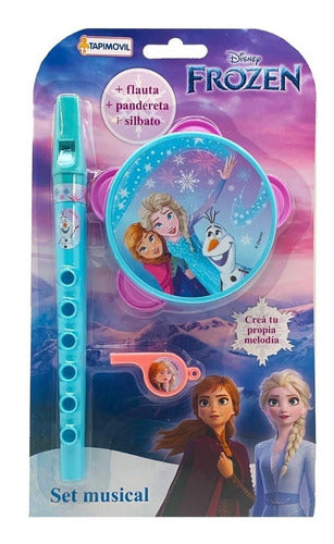 Set Musical 3 En 1 Flauta Silbato Pandereta Frozen Tapimovil 0