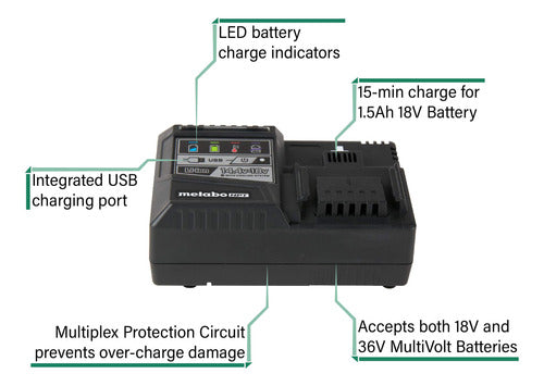 Cargador Batería Metabo Hpt  18v Litio Baterías Deslizantes 1