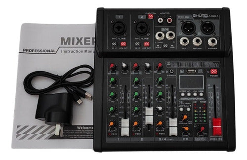 Hügel Digital Mixer Console 4 Channels 16DSP EFX Bluetooth 0