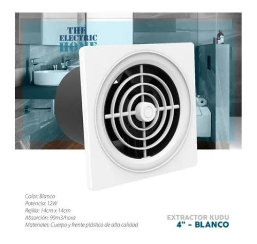 Extractor Baño Cocina Blanco Aire 150mm 6 Pulgadas 2