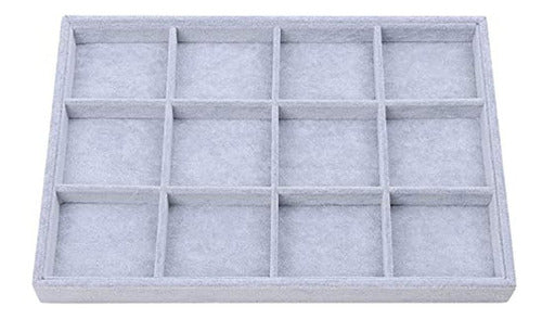 Stylifing Stylish Grey Velvet 12 Grid Jewelry Tray 4