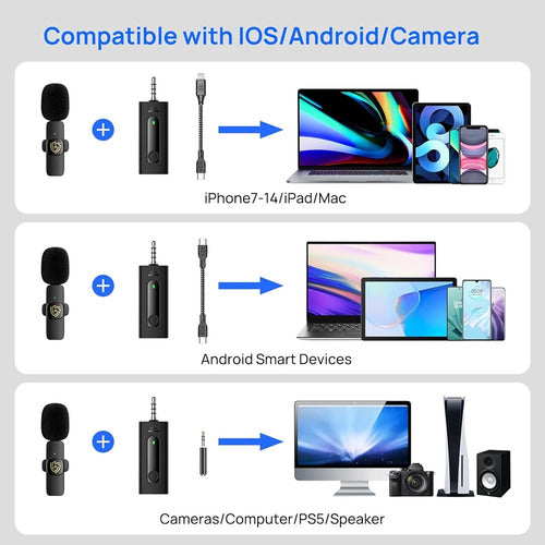 ArwySciI Wireless Lavalier Microphone for iPhone iPad Android Camera 1