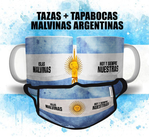 Combo Plantillas Sublimar Tazas Y Tapabocas Malvinas Diseños 1