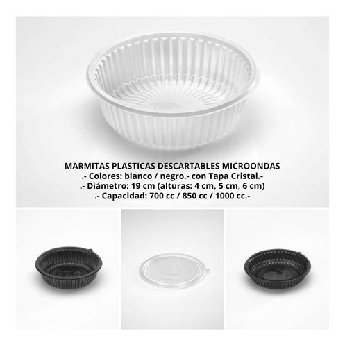 Disposable White Plastic Tray 850ml Microwave Safe with Lid (Pack of 50) 1