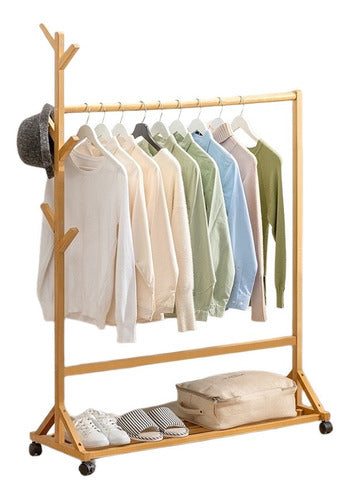 Carolinas Home Natural Rolling Clothes Rack 80x35x155 Cm 0