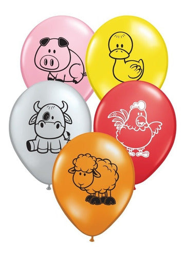 Globos Animales De La Granja X10 Uni 12 Pulgadas Chirimbolos 0