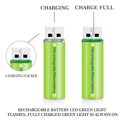 Calipha Digital Rechargeable USB AA Batteries Pack of 2 - Reusable 1