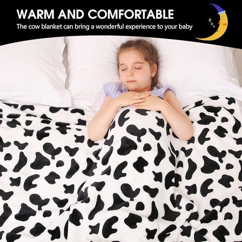 Inhand Cow Print Blanket, Fuzzy Baby Girl Cow Print Throw Bl 3