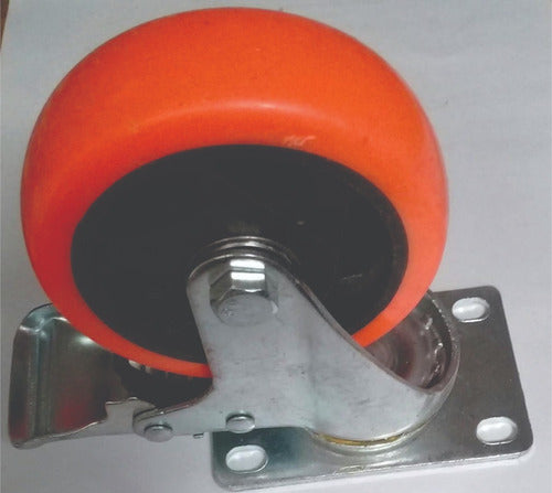 FMT Swivel Base Wheel with Brake Polyurethane Core Polyolefin 100x32 130kg 1