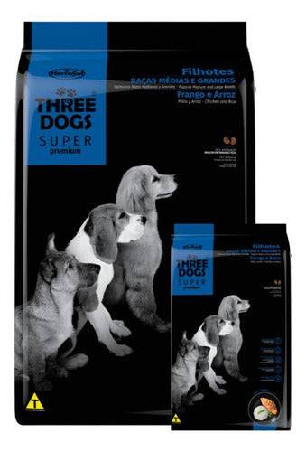 Three Dogs Super Premium Puppy Medium and Large Breed 15 Kg + 2 Kg Bonus Pouch 0