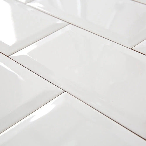 Imported Subway Type White Glossy Beveled Tile 10x20 0