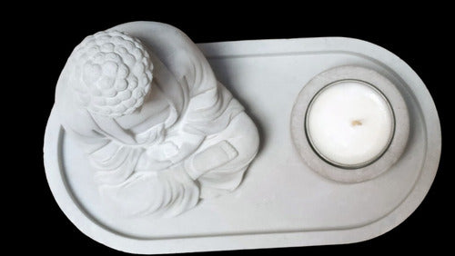 Zen Tray with Buddha and Cement Tealight Holder 1
