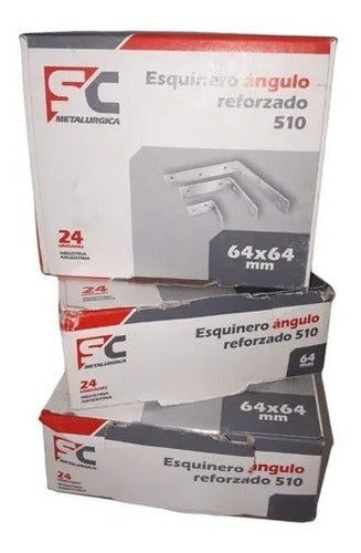 Esquinero Angulo Escuadra 64mm Reforz Galv. (caja X 24 U) Sc 1