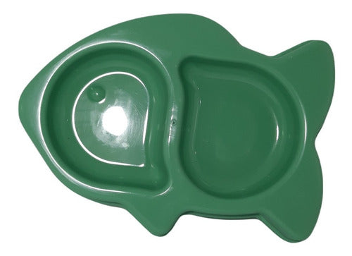 Valhalla Pets Double Plastic Food and Water Bowl - Fish Shape 2