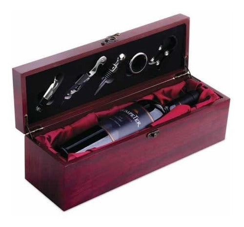 Set Vino X5 Unid Caja De Madera Forrada Porta Botella Jscorp 0