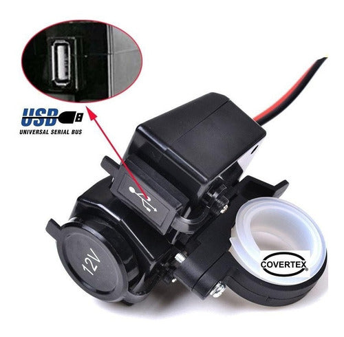 Toma 12v Usb Moto Cuatri Estanco Gps Celular Soporte Holder 2