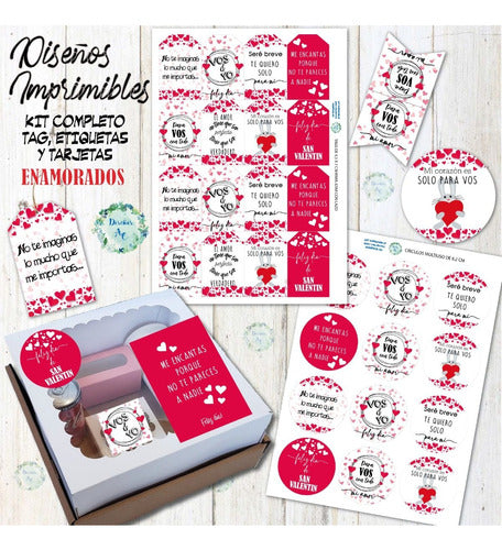 Kit Imprimible San Valentín Enamorados2 Tags+etiquetas+tarj. 1