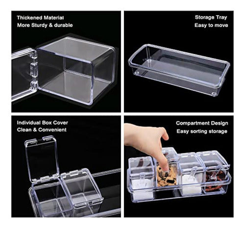 Caja De Condimentos Transparente, 4 Piezas De 2