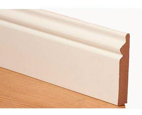 Prepainted White MDF Baseboard with 10 cm Molding - Sold by Strip 0