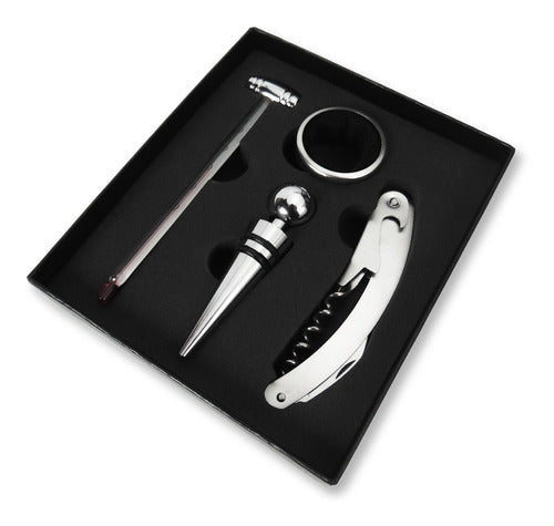 Dunia Set Kit De Vino 4 Piezas En Caja Regalo Cartón Negro 1