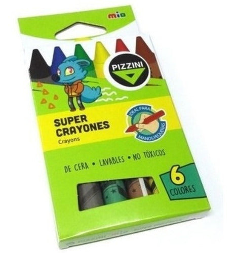 Crayones De Colores Pizzini Super Mio X 6 Crayon De Cera 1