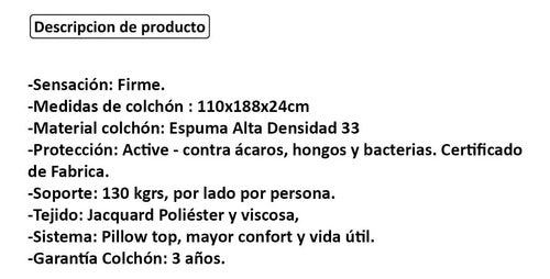 Anj Colchon Pilow Top Visco Memory Foam Espuma 1 Plaza Y Media 3