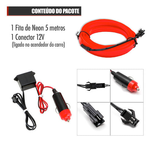 Fita Led Painel Palio G3 2013 Luz Interna 5m Vermelho 1