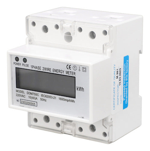 Medidor De Energia 1 Fase 2 Fios 4p Lcd Digital Kwh Ac220v 0