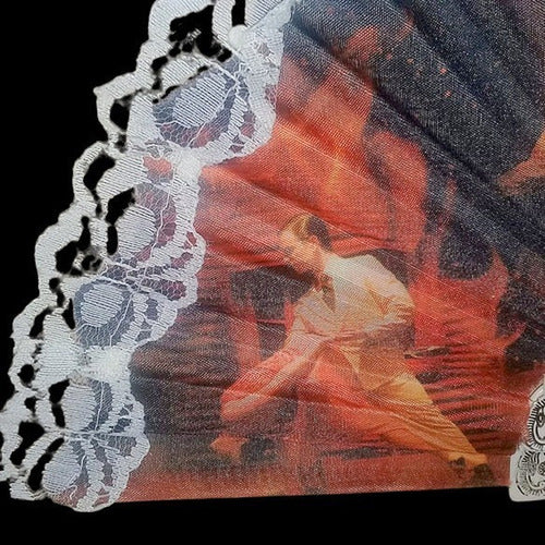 Silant Spanish Style Fabric and Lace Hand Fan - Argentine Tango Theme 5