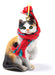 Delightful Christmas Ornament White Cat with Speckles and Scarf 0