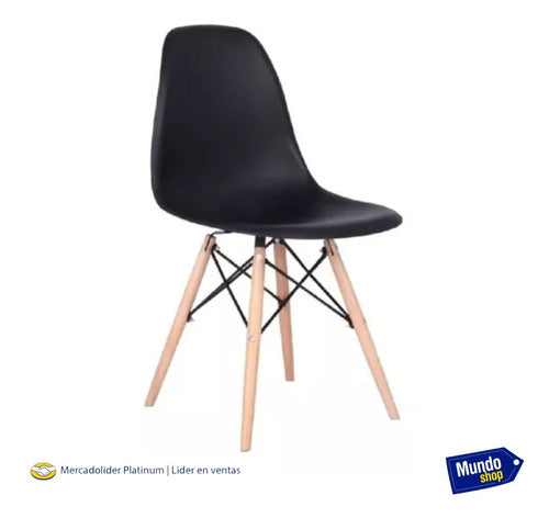 Mundo Shop Pack X6 Silla Eames Sillon Para Comedor Patas Madera Negra 1