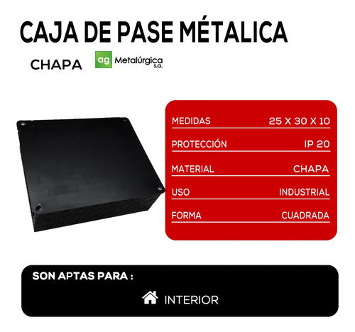 Metalurgia AG Caja De Pase O Derivación Chapa Hierro 25x30x10 3