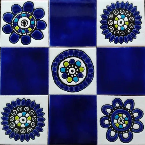 Renacimiento Mayólicas, Azulejos, Tocetos Guadalajara Cobalto 10 X 10 2