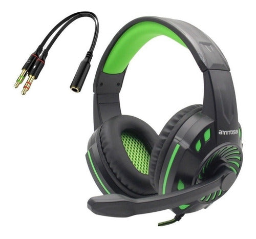 Amitosai Gaming Combo Headset with Maximum Compatibility + PC Adapter 0