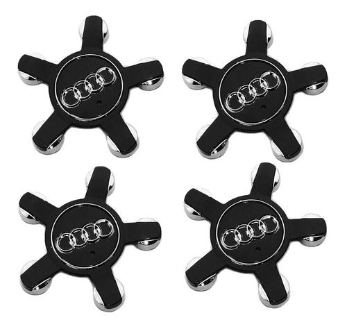 Audi Wheel Center Cap Kit X4 Black 55mm Diameter 0